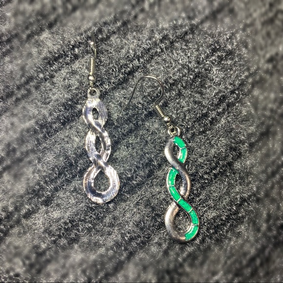 Green Fire Opal Dangle Drop Women's Earrings - Picture 3 of 4